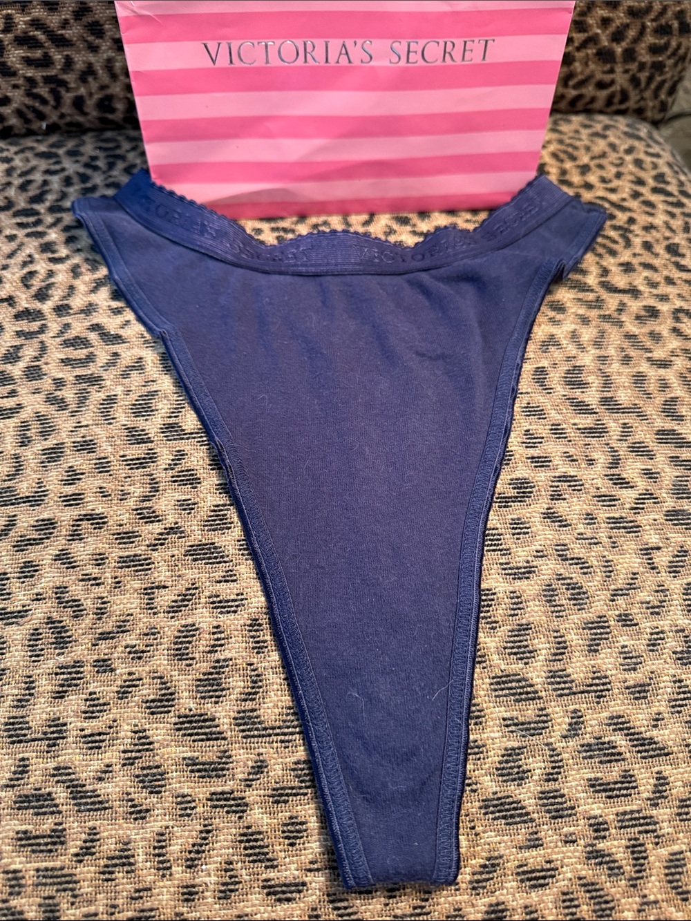 Victoria's Secret Navy Blue High-Cut Bikini Bottom Thong.